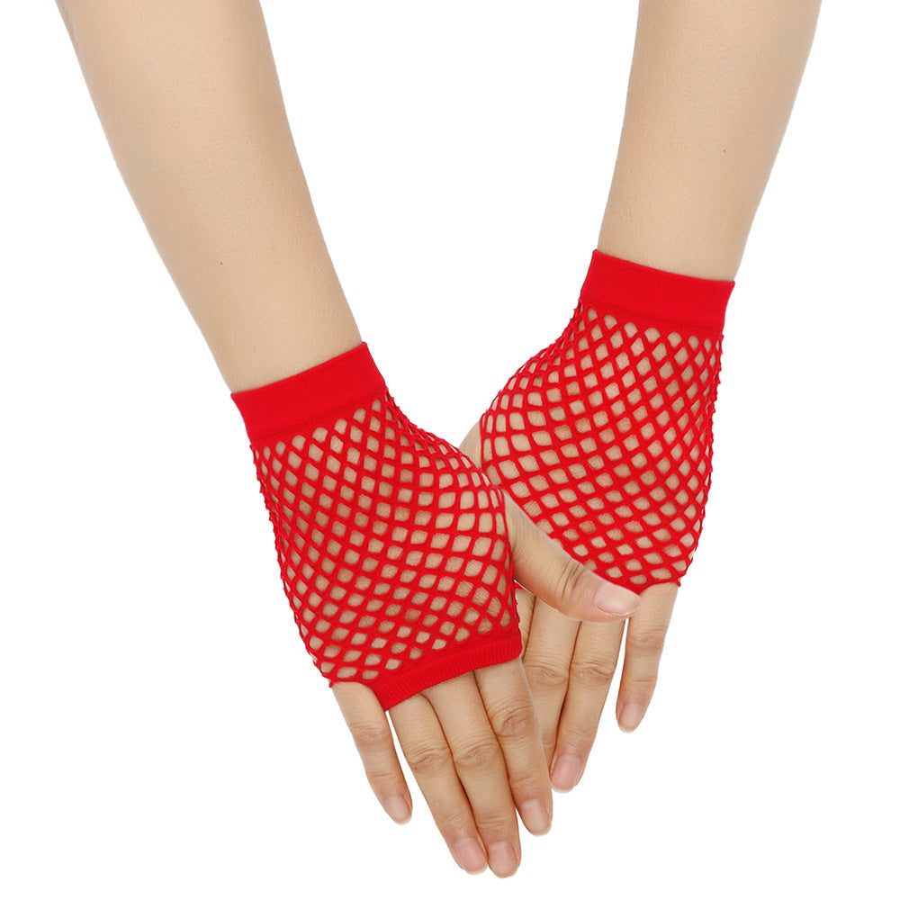 Retro Short Fishnet Mesh Gloves