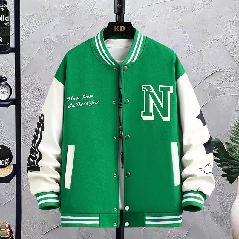 Letter Print Color Baseball Coat