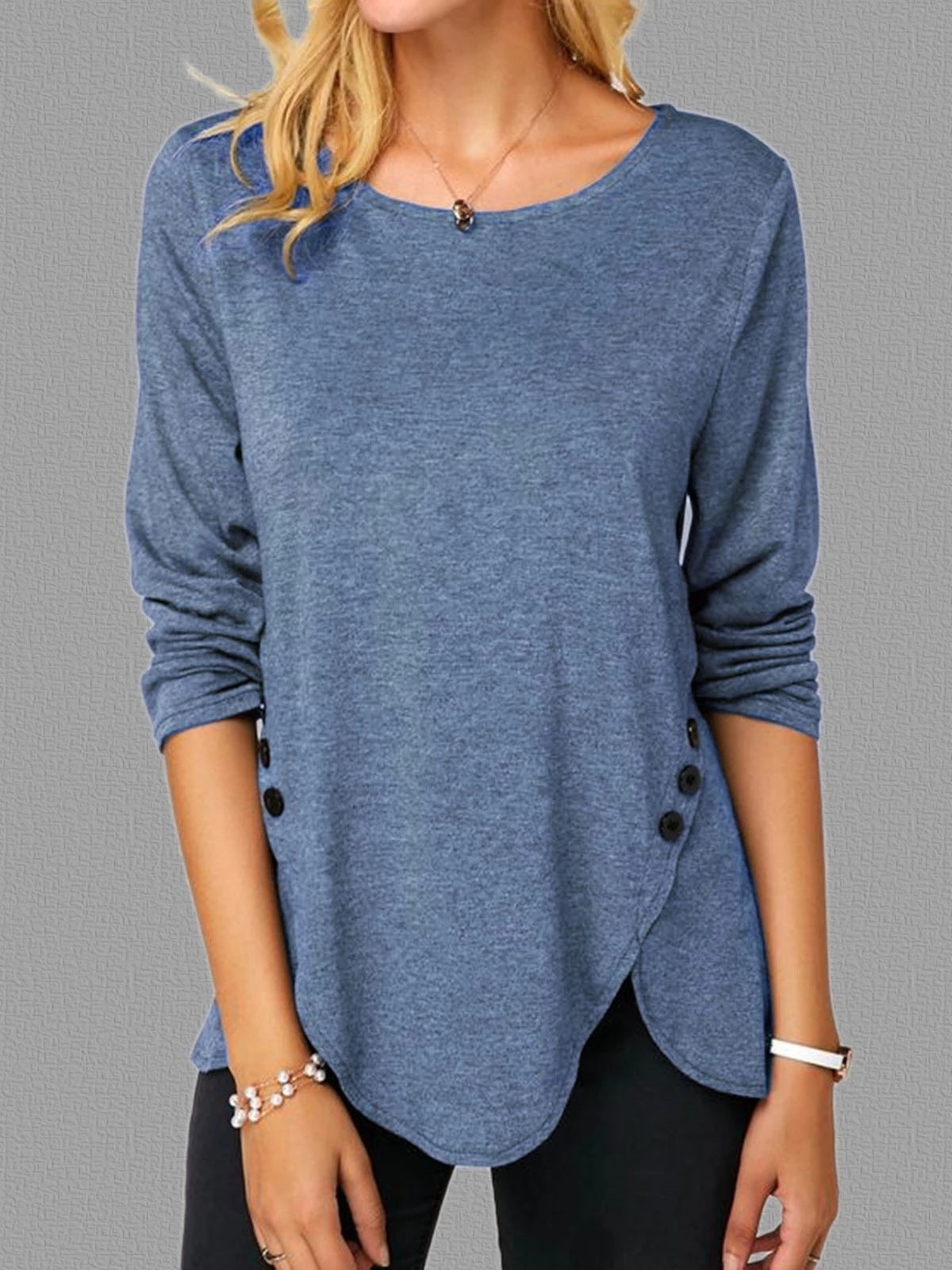 Spring And Summer  Long Sleeve Round Neck T-shirt