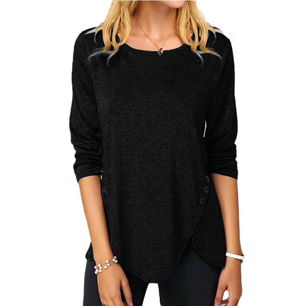 Spring And Summer  Long Sleeve Round Neck T-shirt