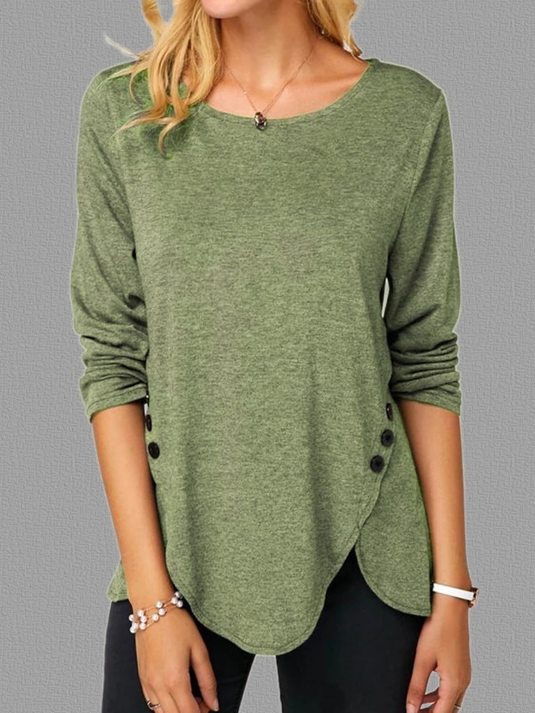 Spring And Summer  Long Sleeve Round Neck T-shirt