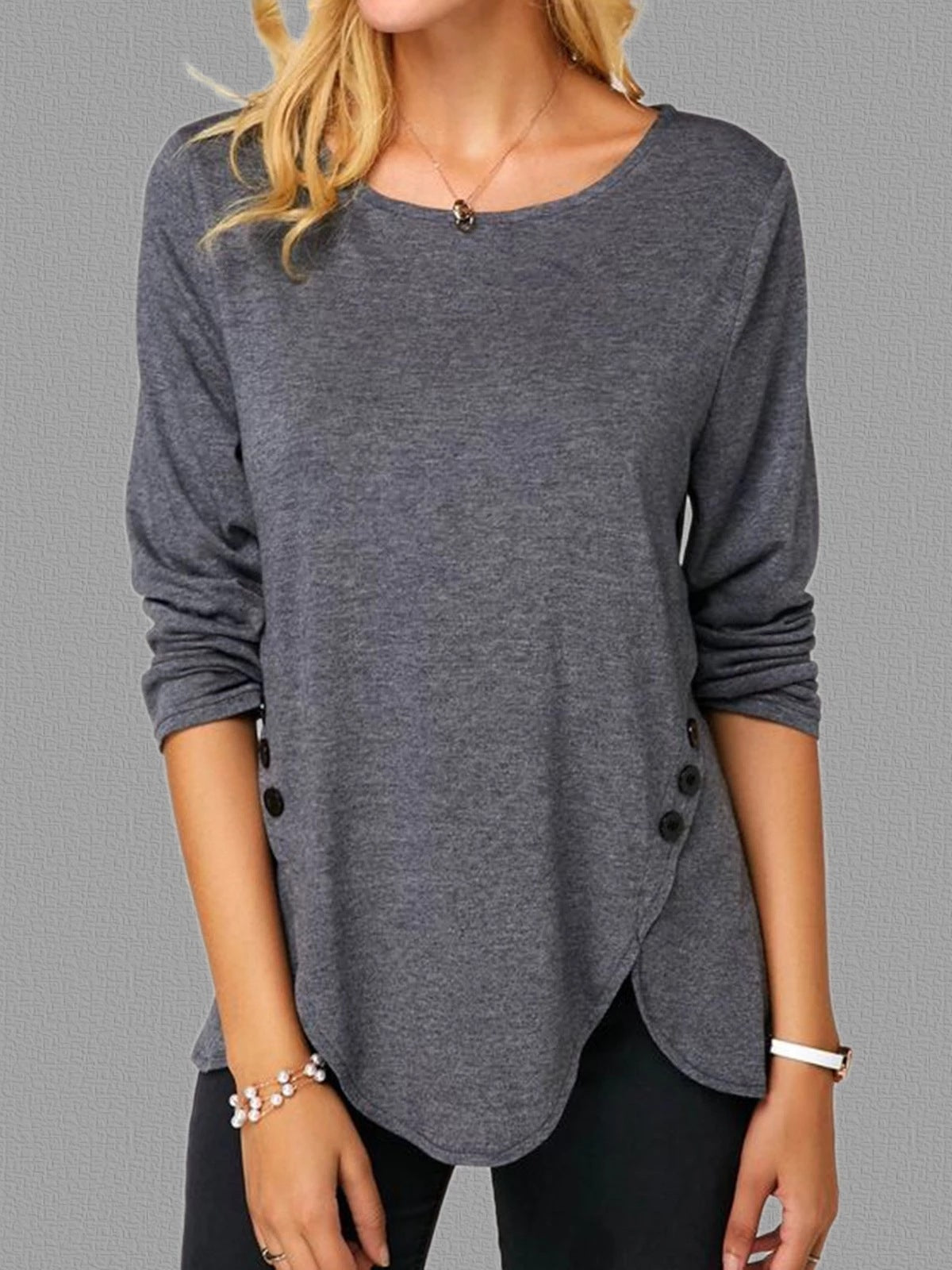 Spring And Summer  Long Sleeve Round Neck T-shirt