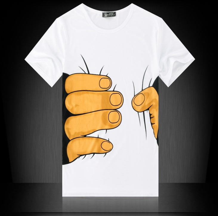 Summer Men's  T-Shirt Men's Cotton 3D Big Hand