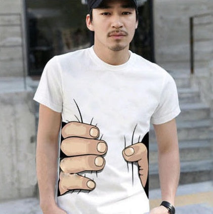 Summer Men's  T-Shirt Men's Cotton 3D Big Hand