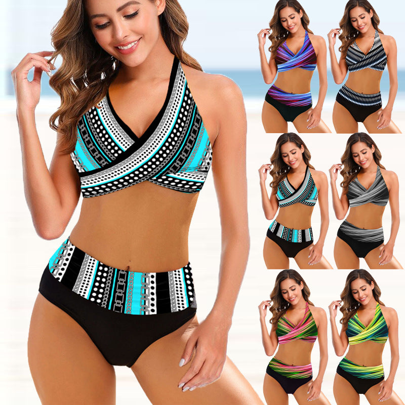 Women's split bikini striped