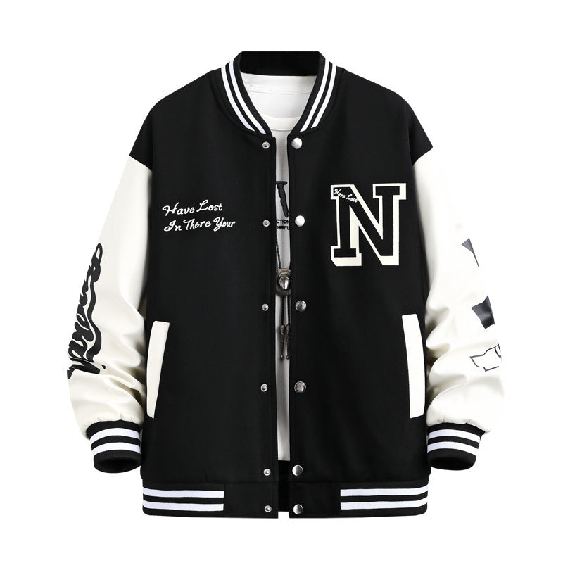 Letter Print Color Baseball Coat