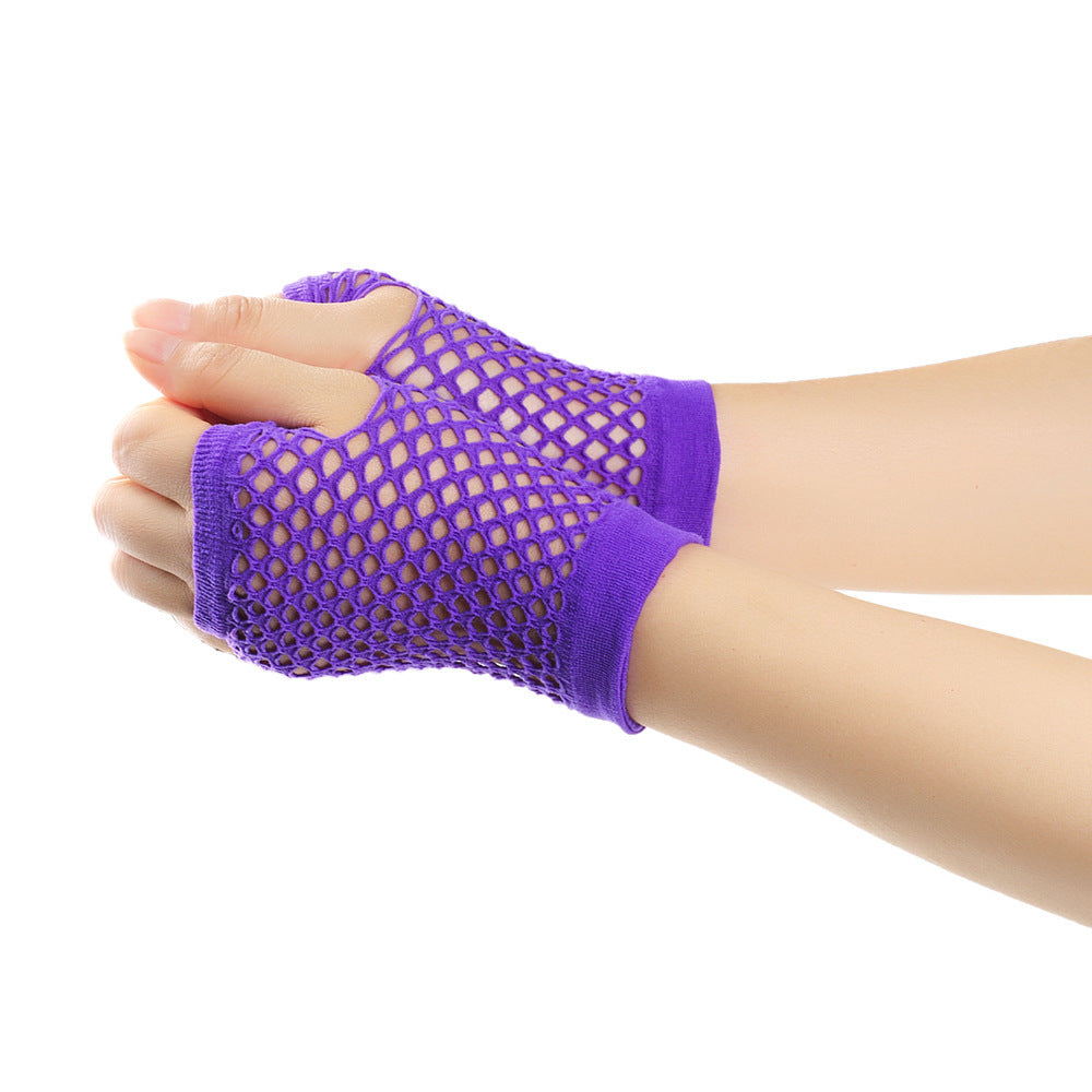 Retro Short Fishnet Mesh Gloves