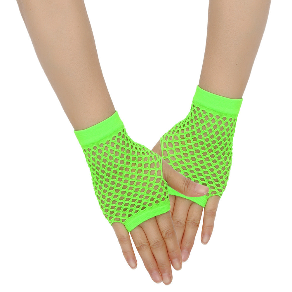 Retro Short Fishnet Mesh Gloves