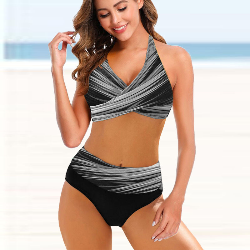 Women's split bikini striped