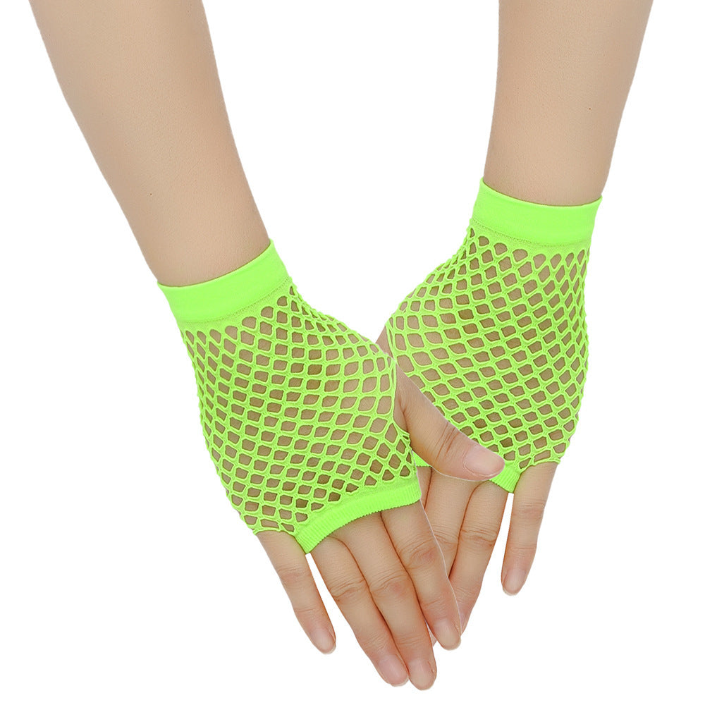 Retro Short Fishnet Mesh Gloves