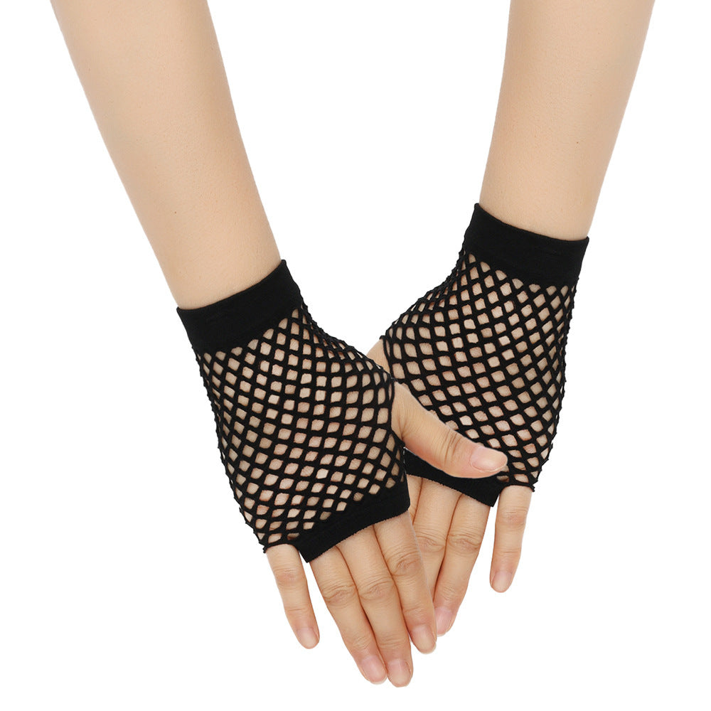 Retro Short Fishnet Mesh Gloves