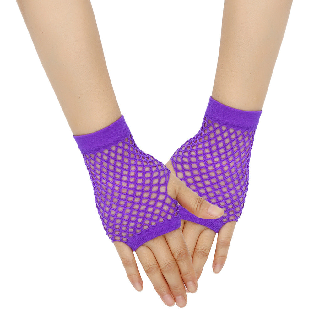 Retro Short Fishnet Mesh Gloves