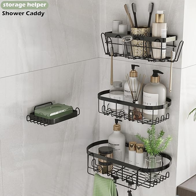 UMDONX Shower Shelf Corner Shower Shelf No Drilling  Steel 4 Pack