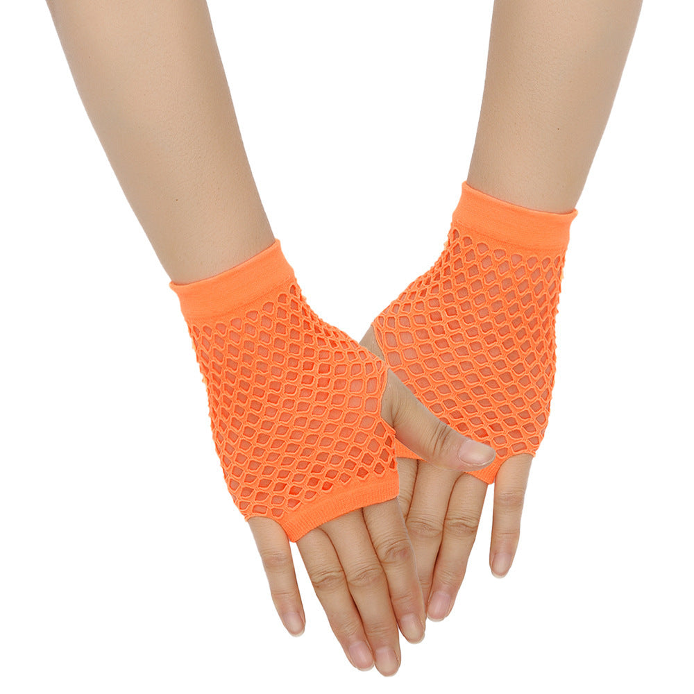 Retro Short Fishnet Mesh Gloves