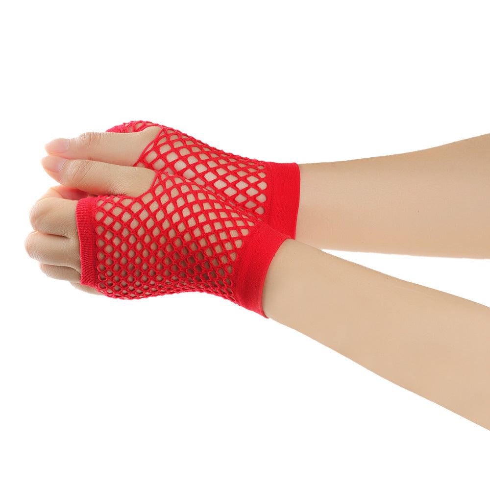 Retro Short Fishnet Mesh Gloves