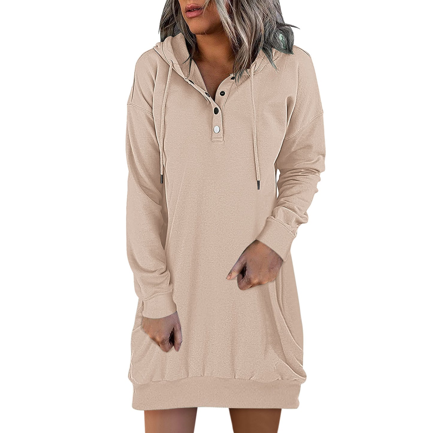 Fashion women's  mid length hooded sweatshirt