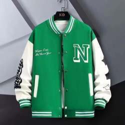 Letter Print Color Baseball Coat