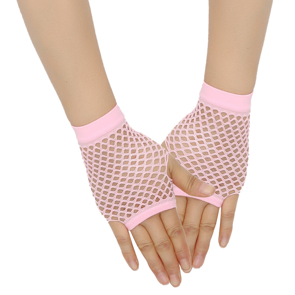 Retro Short Fishnet Mesh Gloves