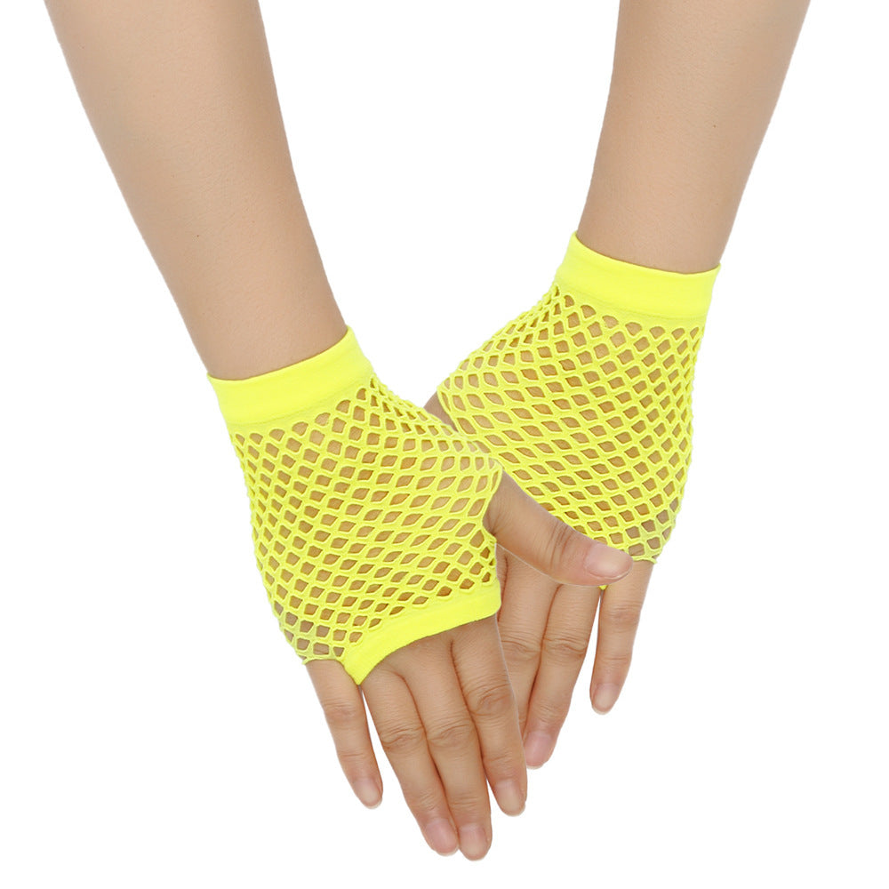 Retro Short Fishnet Mesh Gloves